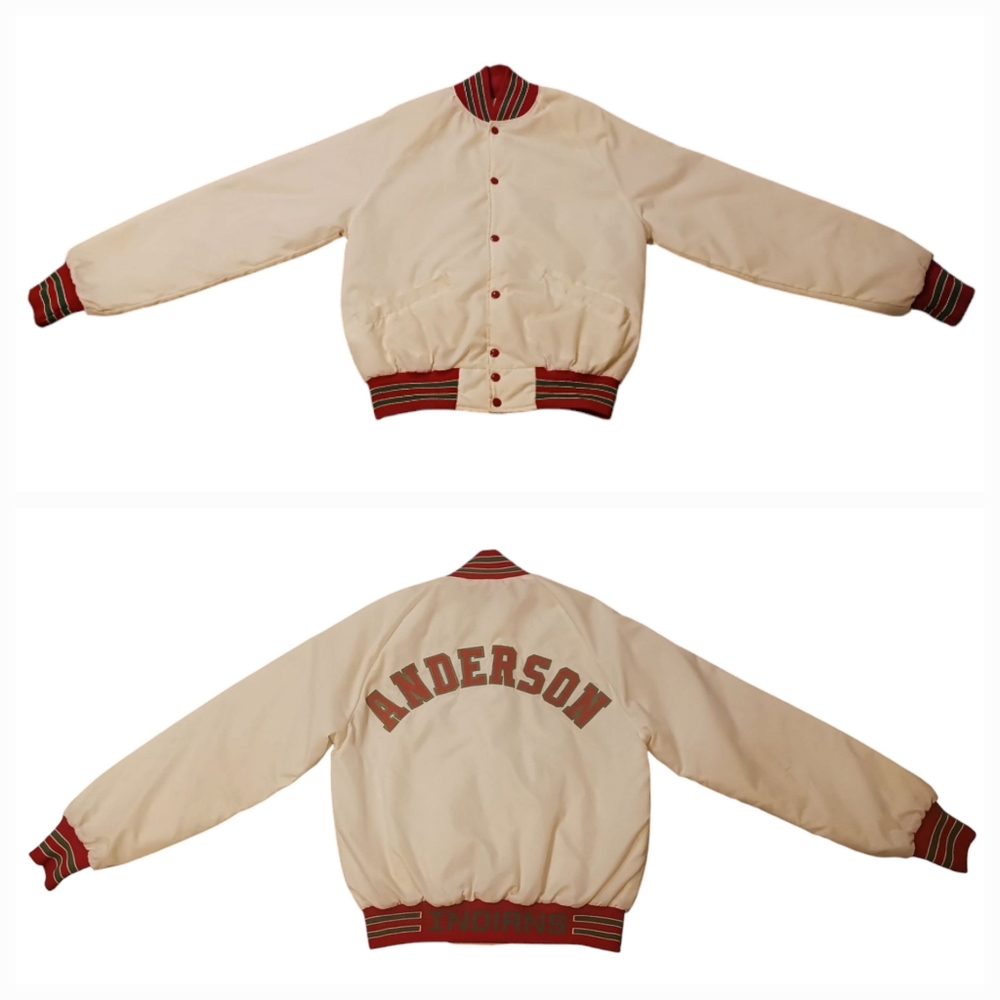 Vintage Anderson Indians High School Satin Varsity Bomber Jacket